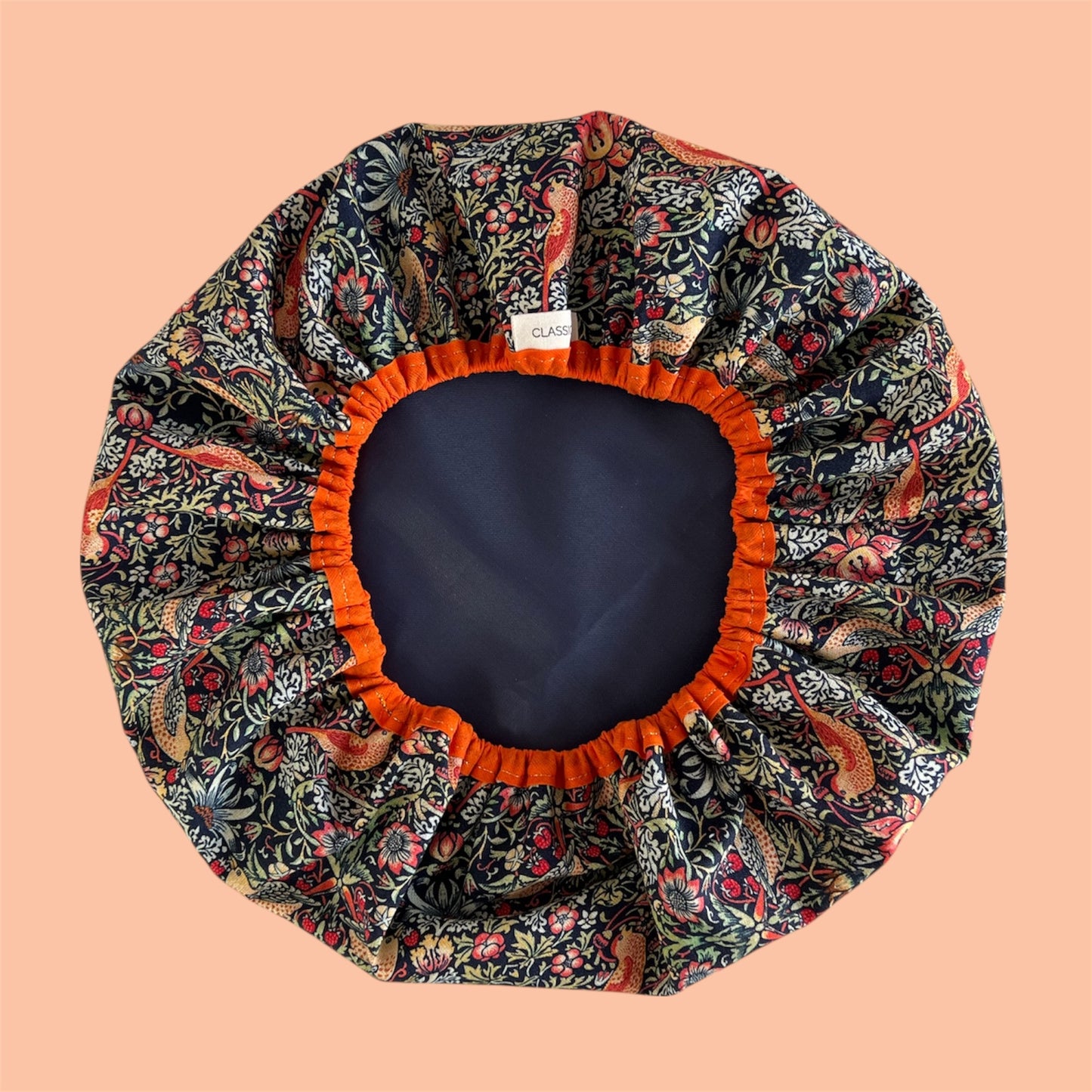 Shower Cap | William Morris Strawberry Thief in Navy