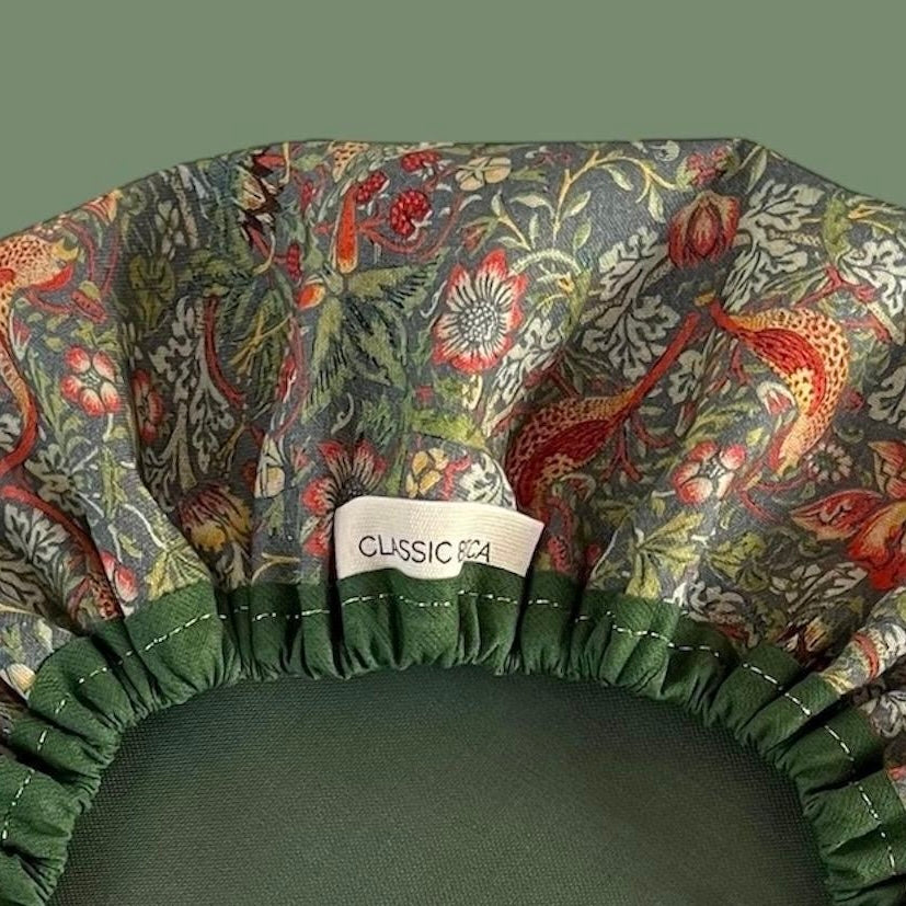 Luxury Green William Morris Strawberry Thief Shower Cap - Shower Cap