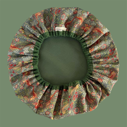 Luxury Green William Morris Strawberry Thief Shower Cap - Shower Cap