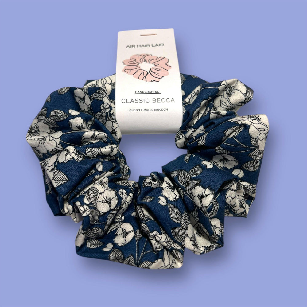 XL Scrunchies - Navy & White Floral - Scrunchies