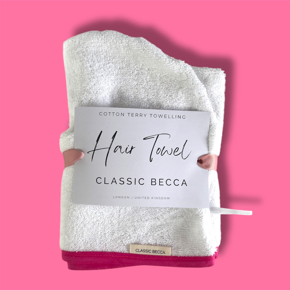 Terry Towelling Hair Towel Turban - Pink - Hair Towel