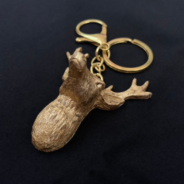Gold Stag Head Keyring and Bag Charm