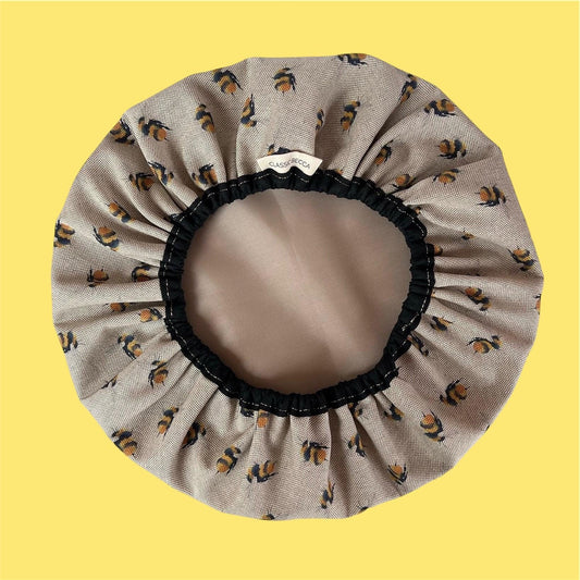 Shower Cap | Linen Bumble Bee Fabric