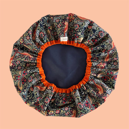 Shower Cap | William Morris Strawberry Thief in Navy