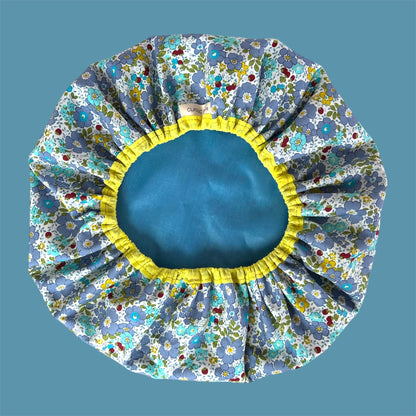 Shower Cap | Luxury Blue Floral Fabric