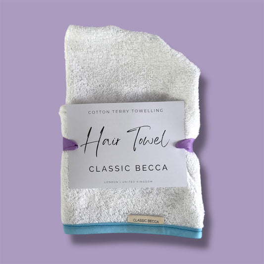 Terry Towelling Hair Towel Turban - Blue - Hair Towel
