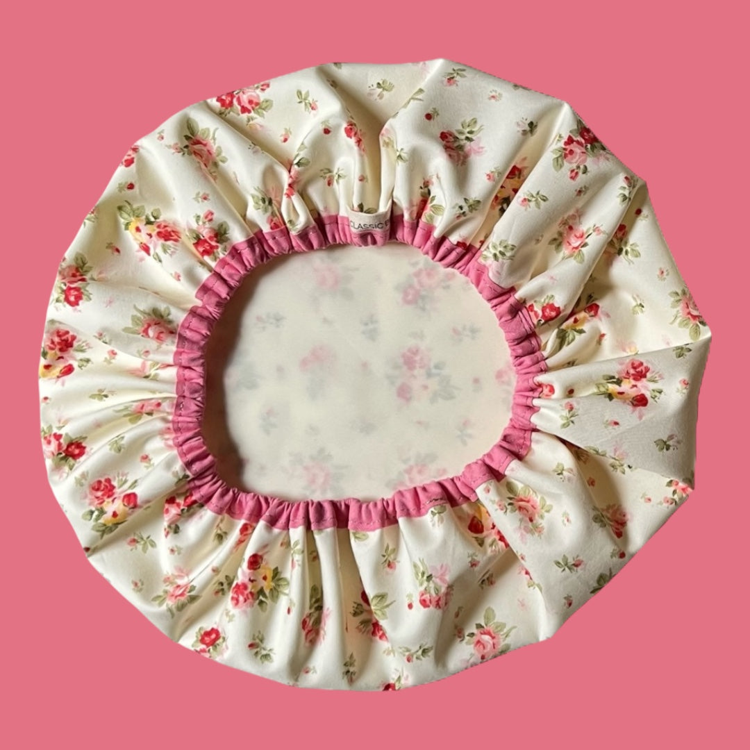 Vintage Pink Floral Style Shower Cap.