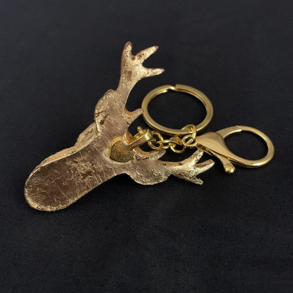 Gold Stag Head Keyring and Bag Charm