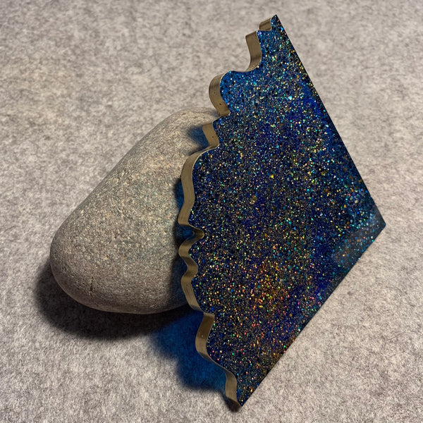 Set of Four Sapphire Blue and Gold Glitter Geode Style Coasters