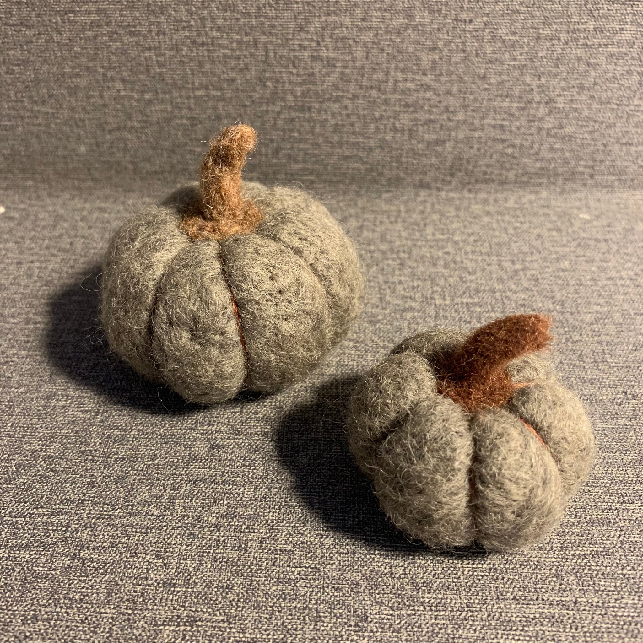 Needle Felted Miniture Pumpkins in Grey