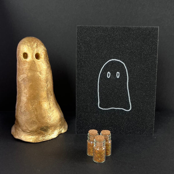 Beccas Ghosties | Ghost Figures | Halloween Decor | Ghost Friend | Gold Ghost | Clay Ghost