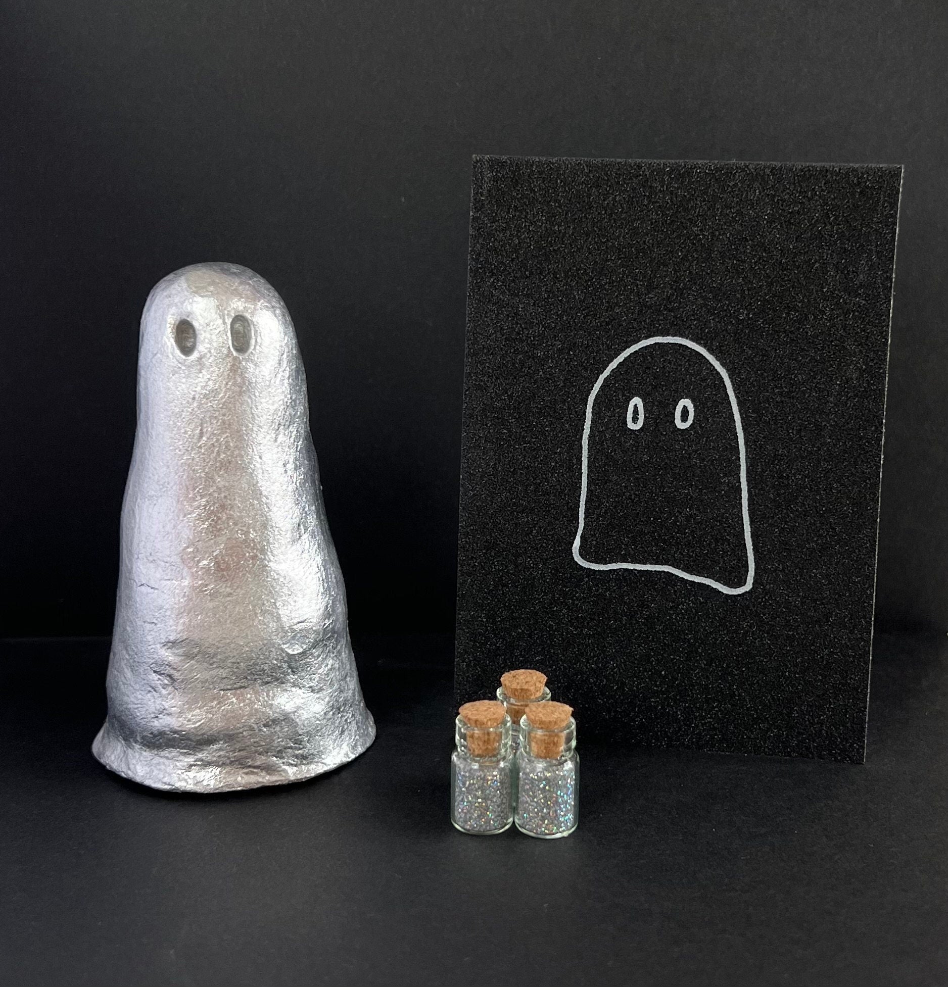 Beccas Ghosties | Ghost Figures | Halloween Decor | Ghost Friend | Silver Ghost | Clay Ghost